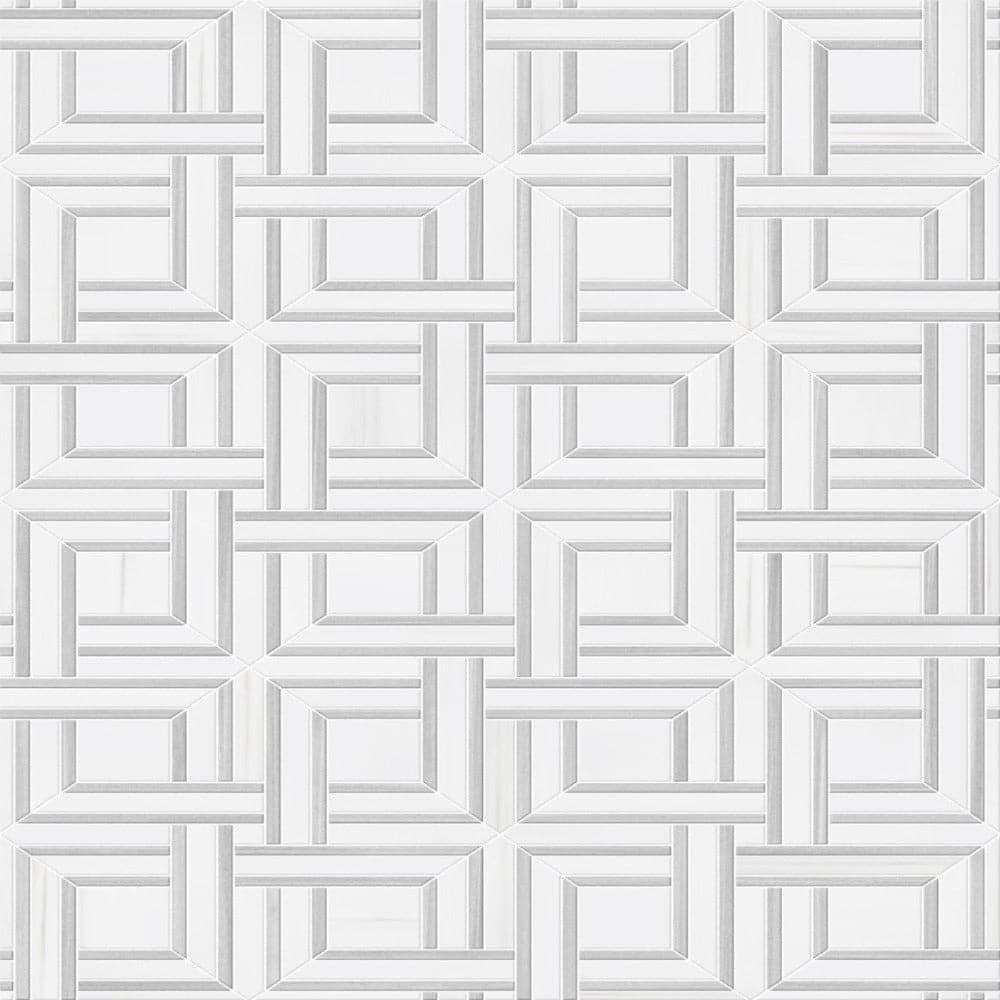 Dolomite Ice Grey Marble Special Design Polished Mosaic Tile - TILE & MOSAIC DEPOT