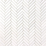 Bianco Dolomite Marble 1x4 Herringbone Polished Mosaic Tile - TILE & MOSAIC DEPOT