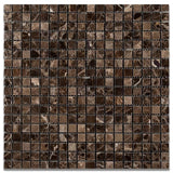 Emperador Dark Spanish Marble 5/8x5/8 Polished Mosaic Tile - TILE AND MOSAIC DEPOT
