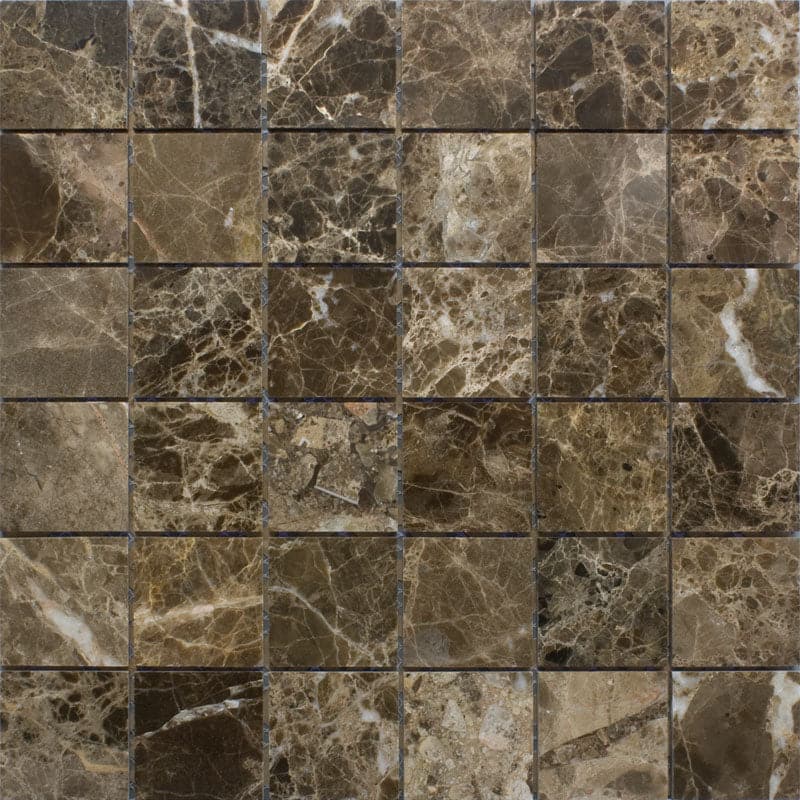 Emperador Dark Spanish Marble 2x2 Polished Mosaic Tile - TILE AND MOSAIC DEPOT
