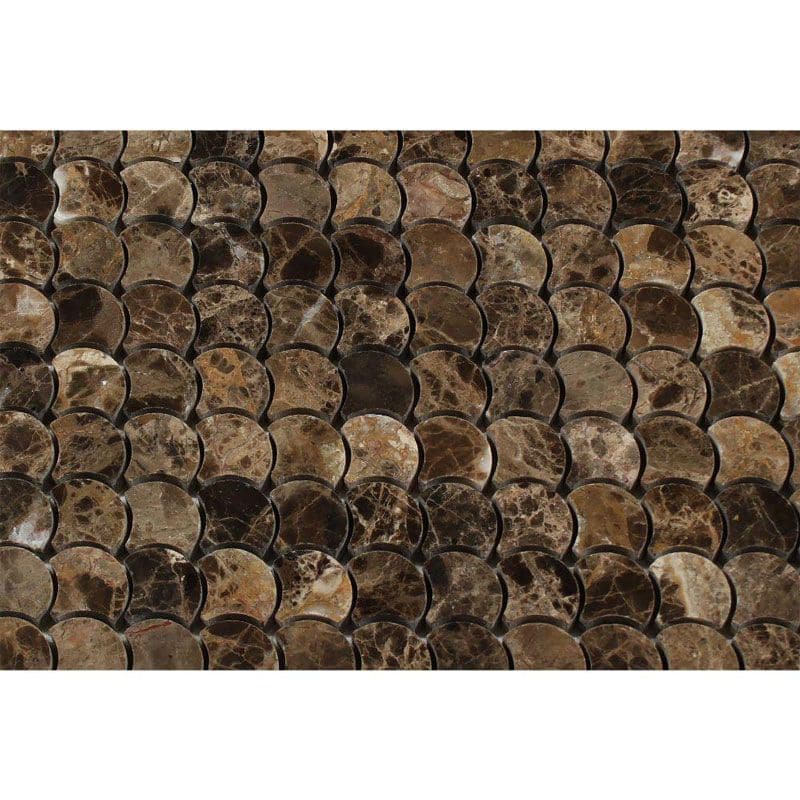 Emperador Dark Spanish Marble Raindrop Polished Mosaic Tile - TILE AND MOSAIC DEPOT