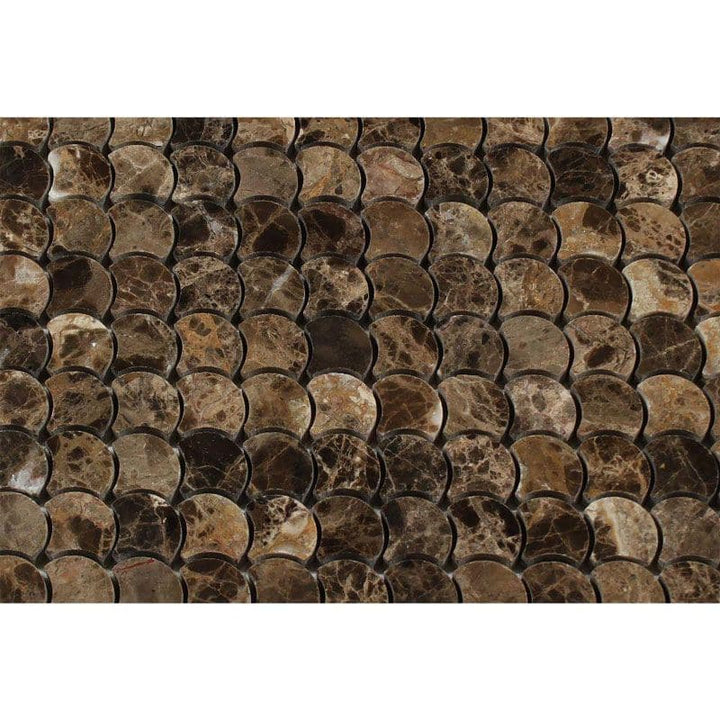 Emperador Dark Spanish Marble Raindrop Polished Mosaic Tile - TILE AND MOSAIC DEPOT