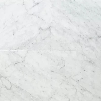 White Carrara Marble 12x12 Honed Tile - TILE AND MOSAIC DEPOT