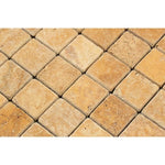 Gold Travertine 2x2 Tumbled Mosaic Tile - TILE AND MOSAIC DEPOT