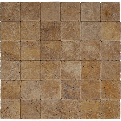 Gold Travertine 4x4 Tumbled Tile - TILE & MOSAIC DEPOT