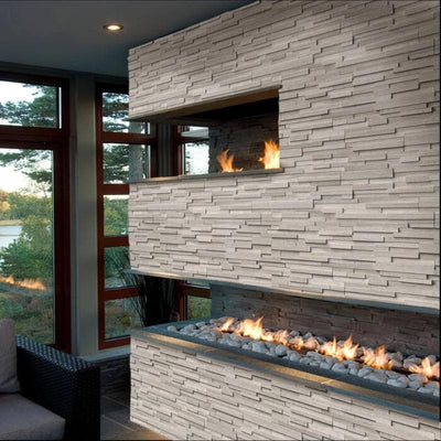 Haisa Light (White Oak) Marble 6X24 3D Design Stacked Stone Ledger Panel - TILE AND MOSAIC DEPOT