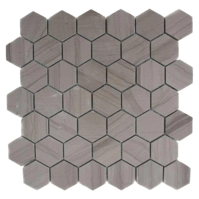 Haisa Dark (Athens Grey) Marble 2x2 Hexagon Honed Mosaic Tile