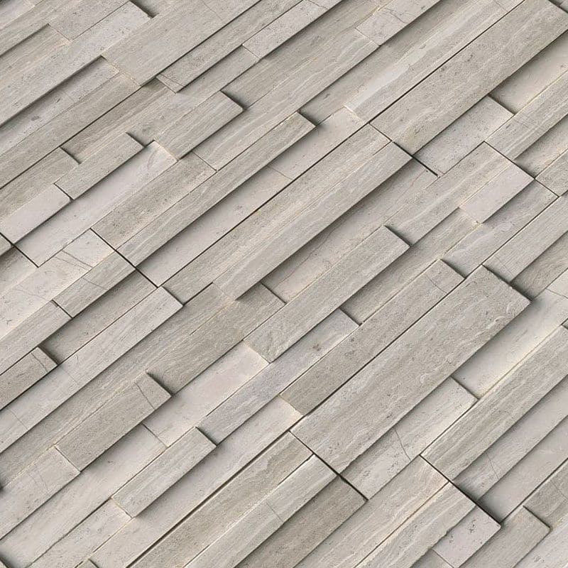 Haisa Light (White Oak) Marble 6X24 3D Design Stacked Stone Ledger Panel - TILE AND MOSAIC DEPOT
