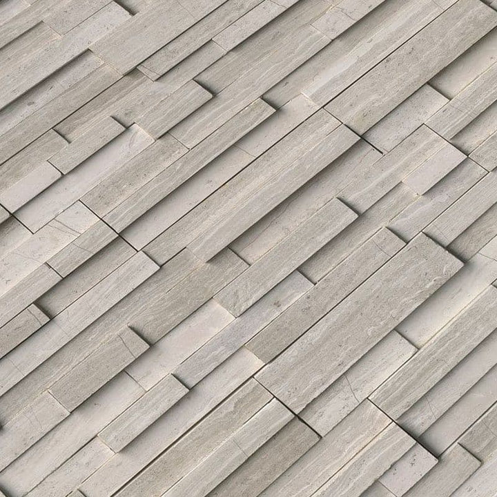 Haisa Light (White Oak) Marble 6X24 3D Design Stacked Stone Ledger Panel - TILE AND MOSAIC DEPOT