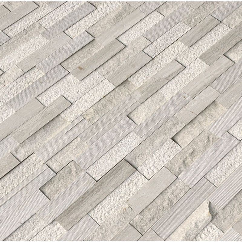 Haisa Light (White Oak) Marble 6X24 3D Multi Design Stacked Stone Ledger Panel - TILE AND MOSAIC DEPOT
