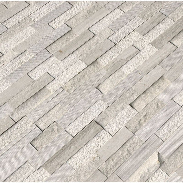 Haisa Light (White Oak) Marble 6X24 3D Multi Design Stacked Stone Ledger Panel - TILE AND MOSAIC DEPOT