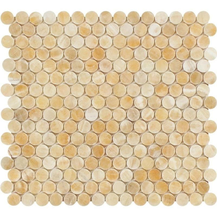 Honey Onyx Penny Round Polished Mosaic Tile - TILE AND MOSAIC DEPOT