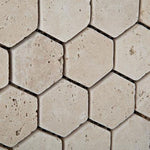 Ivory Travertine 2x2 Hexagon Tumbled Mosaic Tile - TILE AND MOSAIC DEPOT