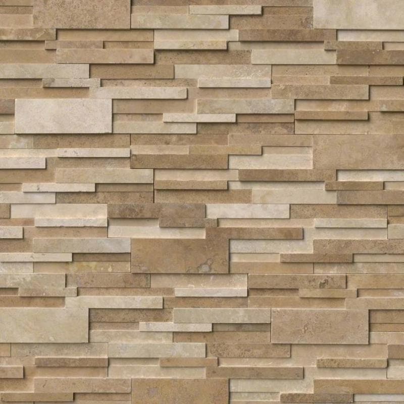 Ivory & Noce Travertine Blend 6x24 Stacked Stone Ledger Panel - TILE & MOSAIC DEPOT