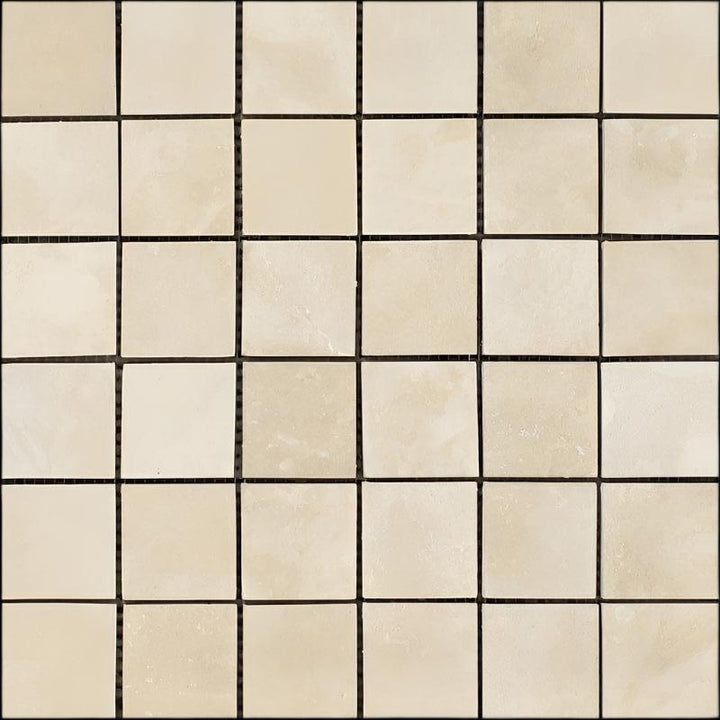 walnut Travertine 2x2 Filled and Honed Mosaic Tile - TILE AND MOSAIC DEPOT