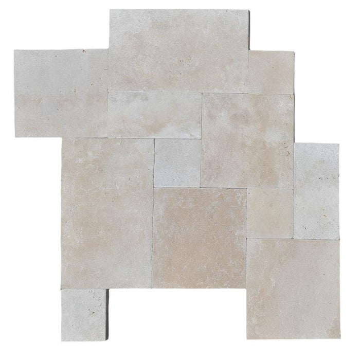 Ivory Colour Tile Pattern Ivory Travertine Tumbled Versailles Pattern Tile | TILE & MOSAIC DEPOT