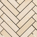 Crema Marfil Marble 1x4 Herringbone Polished Mosaic Tile - TILE & MOSAIC DEPOT