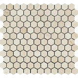 Crema Marfil Marble 1x1 Hexagon Polished Mosaic Tile - TILE AND MOSAIC DEPOT
