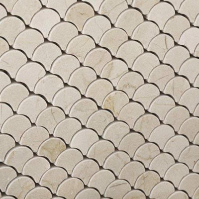 Crema Marfil Marble Fan Shape Design Polished Mosaic Tile - TILE AND MOSAIC DEPOT