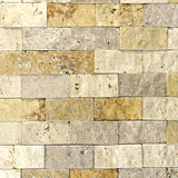 Mixed Travertine 2x4 Split Face Mosaic Tile - TILE AND MOSAIC DEPOT