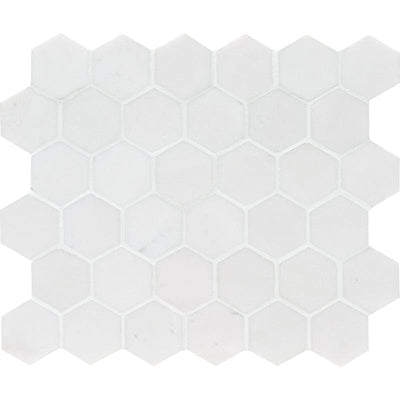 Mont Blanc White Marble 2X2 Hexagon Honed Mosaic Tile - TILE & MOSAIC DEPOT