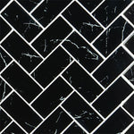 Nero Marquina 2x4 Herringbone Glass Mosaic Tile - TILE AND MOSAIC DEPOT