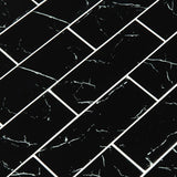 Nero Marquina 3x9 Subway Glass Mosaic Tile - TILE AND MOSAIC DEPOT