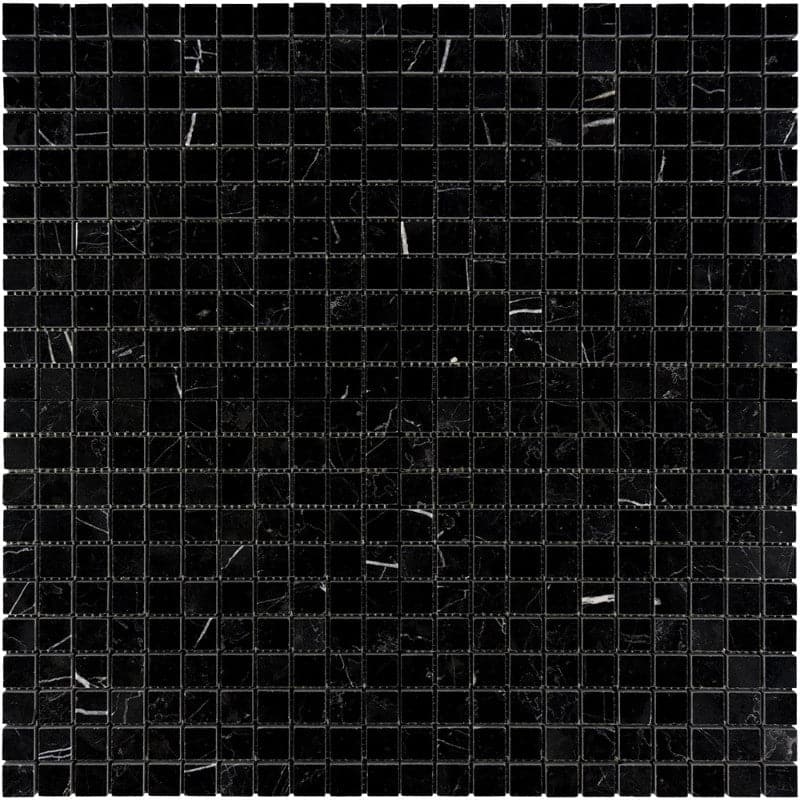 Nero Marquina Marble 1x1 Polished Mosaic Tile - TILE AND MOSAIC DEPOT