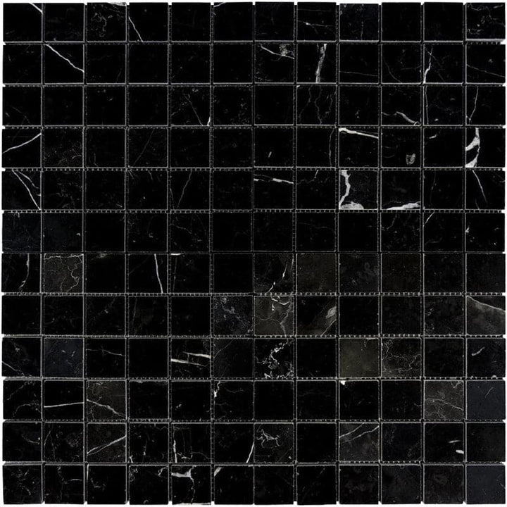 Nero Marquina Marble 2x2 Polished Mosaic Tile - TILE AND MOSAIC DEPOT