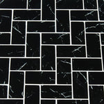 Nero Marquina 2x4 Herringbone Glass Mosaic Tile - TILE AND MOSAIC DEPOT