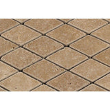 Noce Travertine 2x4 Tumbled Diamond Mosaic Tile - TILE AND MOSAIC DEPOT