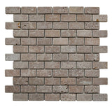 Noce Travertine 1x2 Tumbled Mosaic Tile - TILE AND MOSAIC DEPOT