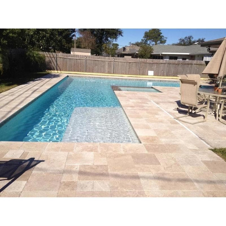 Noce Travertine Paver 3cm Tumbled Versailles Pattern - TILE AND MOSAIC DEPOT