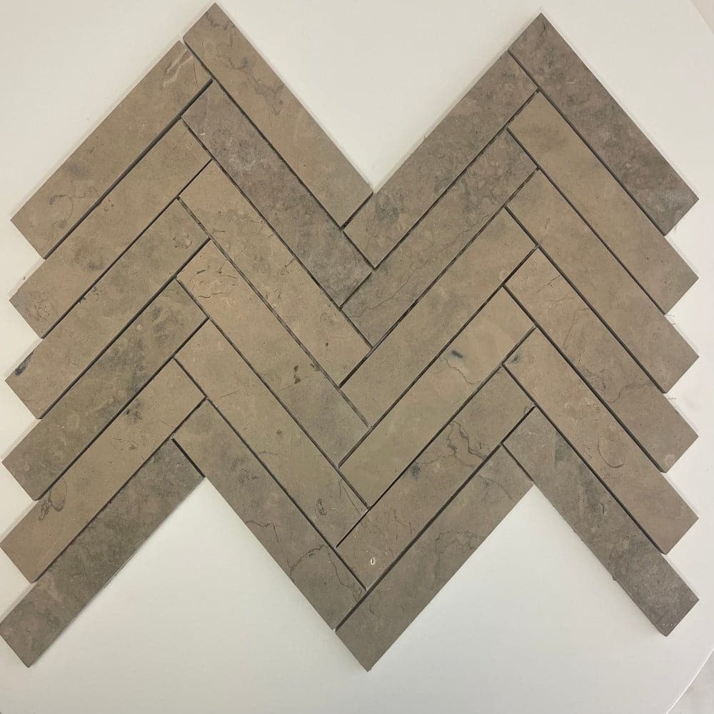 Nova Grey 1x6 Herringbone Honed Limestone Mosaic Tile