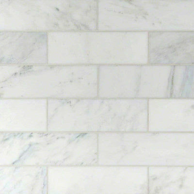 Asian Statuary (Oriental White) Marble 4x12 Honed Tile - TILE AND MOSAIC DEPOT