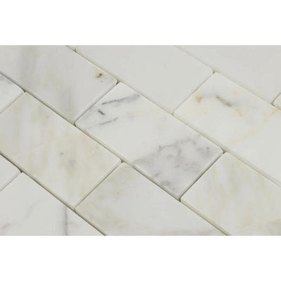 Asian Statuary (Oriental White) Marble 1x2 Honed Mosaic Tile - TILE & MOSAIC DEPOT