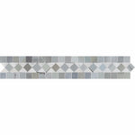 2 x 12 Polished Bianco Carrara Marble BIAS Border w/ Blue-Gray Dots.