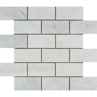 Asian Statuary (Oriental White) Marble 2x4 Honed Mosaic Tile - TILE & MOSAIC DEPOT