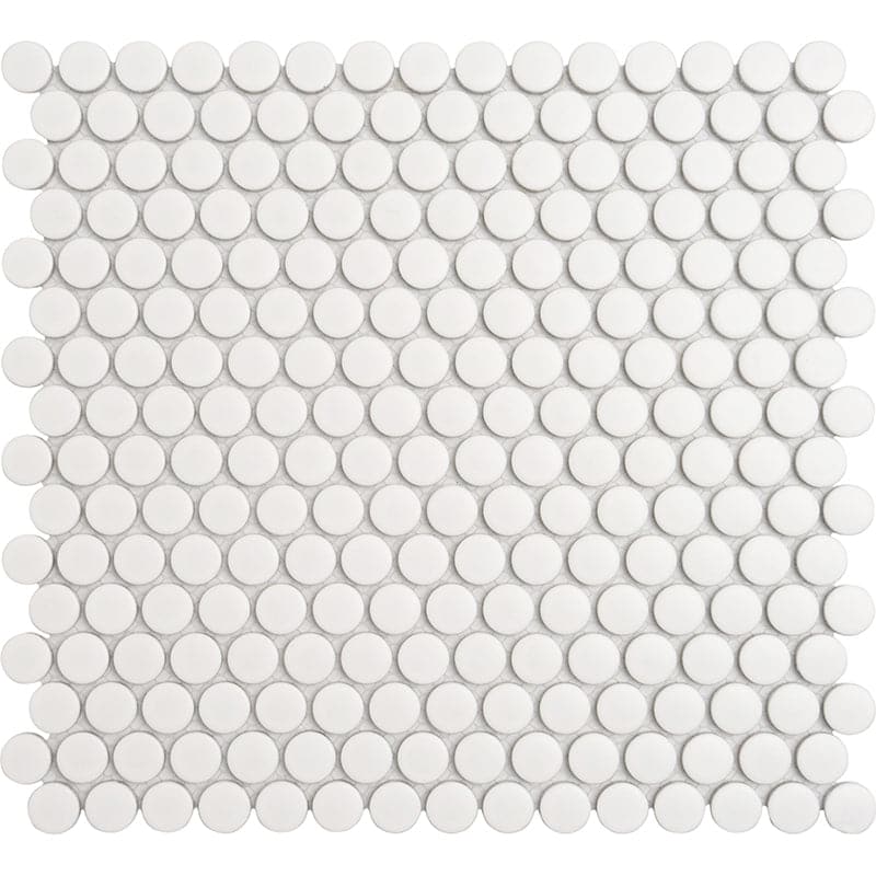 RIGEL WHITE PENNY ROUND MOSAIC TILE - TILE & MOSAIC DEPOT