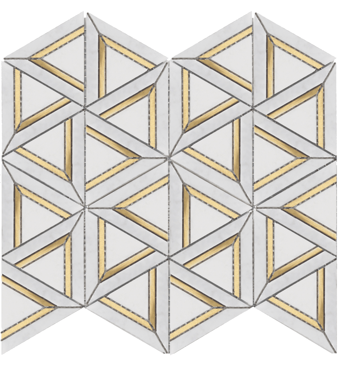 ROCKART CARRARA WHITE METAL GEO 12x14 MOSAIC.