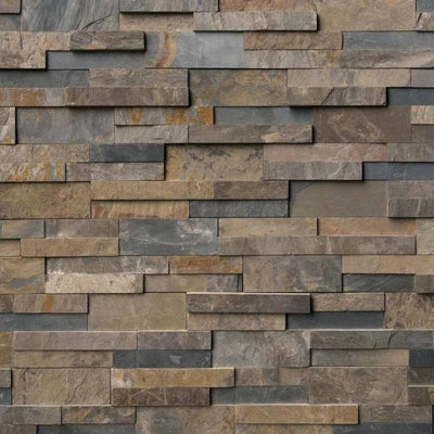 Rustic Gold 3D Slate 6x24 Stacked Stone Ledger Panel - TILE & MOSAIC DEPOT