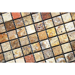 Scabos Travertine 1x1 Tumbled Mosaic Tile - TILE AND MOSAIC DEPOT
