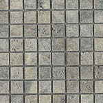Silver Travertine 1x1 Tumbled Mosaic Tile - TILE AND MOSAIC DEPOT