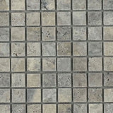 Silver Travertine 1x1 Tumbled Mosaic Tile - TILE AND MOSAIC DEPOT