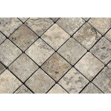 Silver Travertine 2x2 Tumbled Mosaic Tile - TILE AND MOSAIC DEPOT