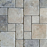 Silver Travertine Mini Pattern Tumbled Mosaic Tile - TILE AND MOSAIC DEPOT