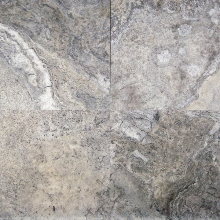 Silver Travertine 18x18 Filled and Honed Tile - TILE AND MOSAIC DEPOT
