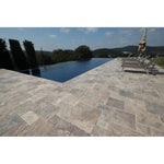 Silver Travertine Brushed and Chiseled Versailles Pattern Tile - TILE AND MOSAIC DEPOT