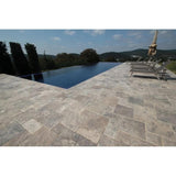 Silver Travertine Brushed and Chiseled Versailles Pattern Tile - TILE AND MOSAIC DEPOT