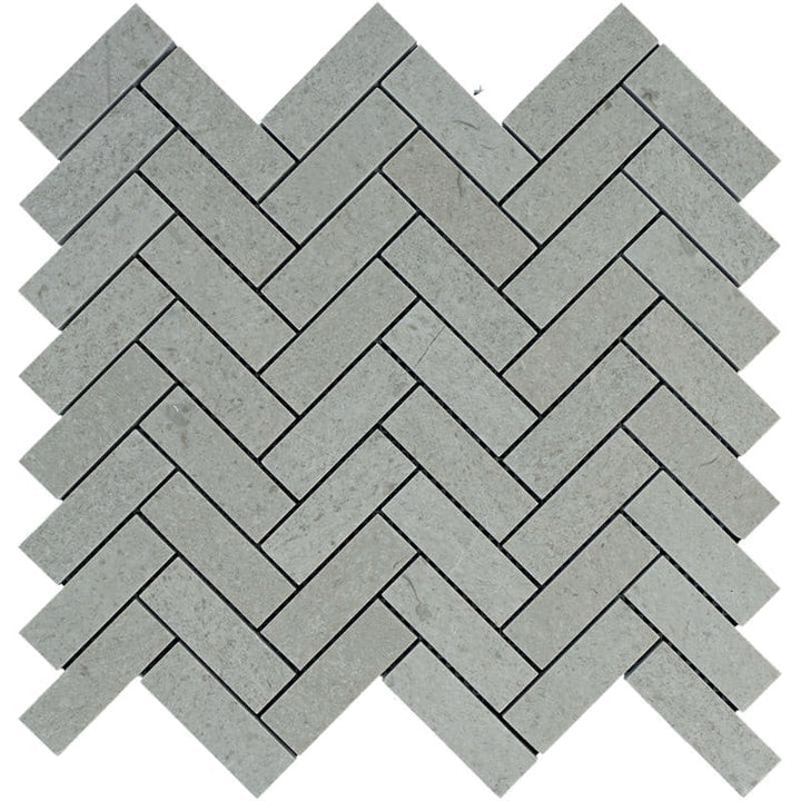 Spanish Grey Marble 1x3 Herringbone Polished Mosaic Tile.